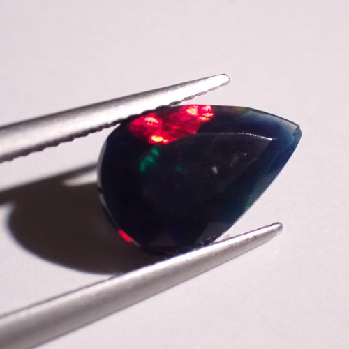 Black Opal 11.5x7.4mm Faceted Pear Cut Gemstone