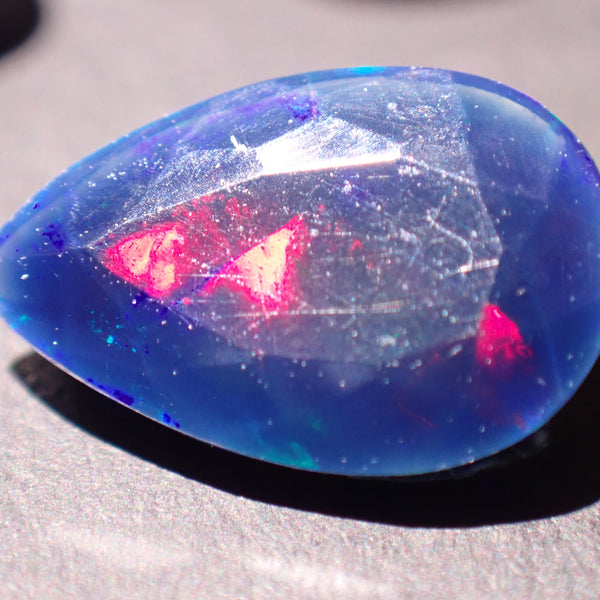 Black Opal 10.6x6.8mm Faceted Pear Cut Gemstone