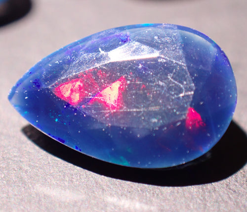 Black Opal 10.6x6.8mm Faceted Pear Cut Gemstone