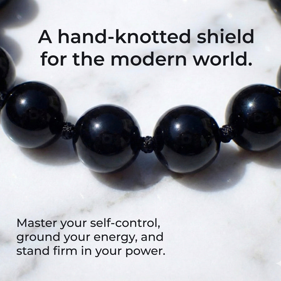 Discover the Black Onyx Kind Stone. A premium 6mm hand-knotted bracelet for inner strength, focus, and grounding. Find your perfect fit and stand firm.
