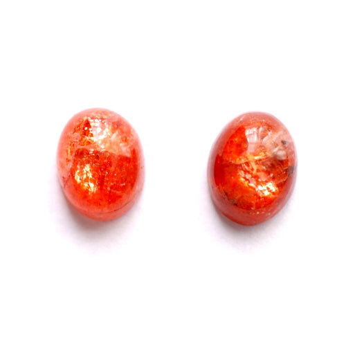 Sunstone 9x7mm Oval Gemstone Cabochon Pair