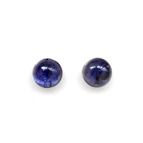 Iolite 4mm Round Gemstone Cabochon Pair