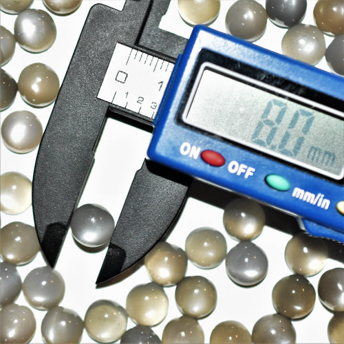 Gray Moonstone 8mm Round Cabochon Pair