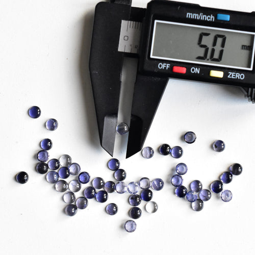 Iolite 5mm Round Gemstone Cabochon Pair
