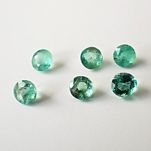 Emerald 3mm Round Faceted Gemstones x 6