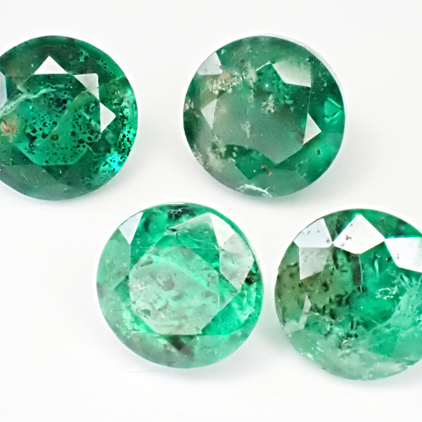Emerald 3.5 mm Round Faceted Gemstone x 4
