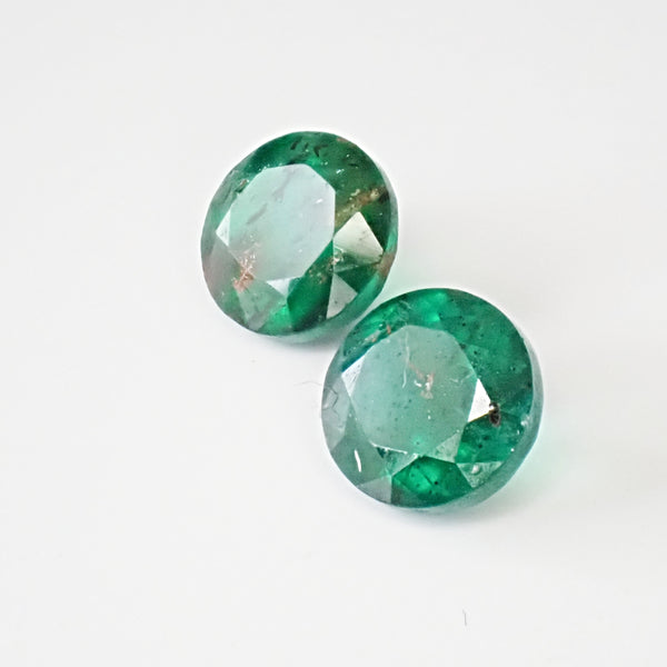 Emerald 3.9mm Round Faceted Gemstone Pair