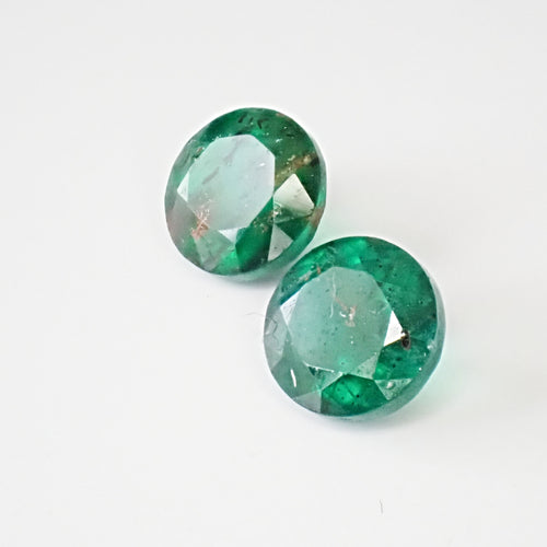 Emerald 3.9mm Round Faceted Gemstone Pair
