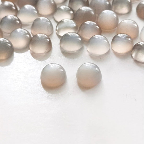 Gray Moonstone 5mm Round Gemstone Cabochon Pair