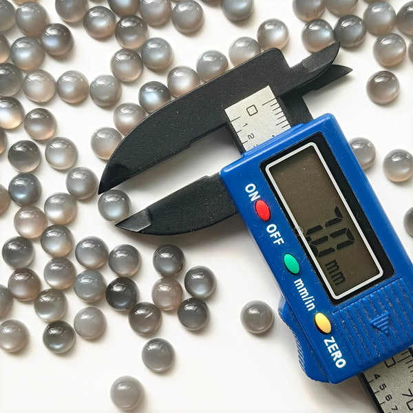 Gray Moonstone 7mm Round Cabochon Pair