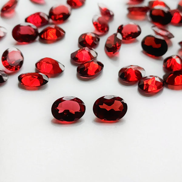 Garnet 8x6mm Oval Faceted Gemstone Pair