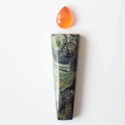 Loose Gemstone Pendant Pack GPK0030: Star Galaxy Jasper & Carnelian Cabochons for Jewellery Making