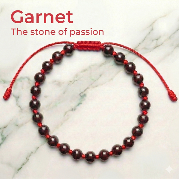 Garnet Hand-Knotted Bracelet | The anchor for passion
