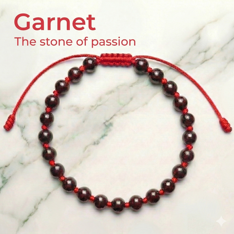 Garnet Hand-Knotted Bracelet | The anchor for passion