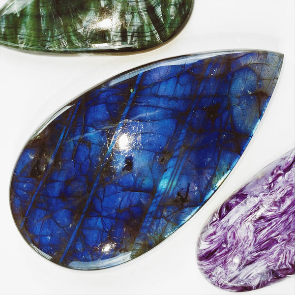 Labradorite 57x31mm Pear Cut Cabochon