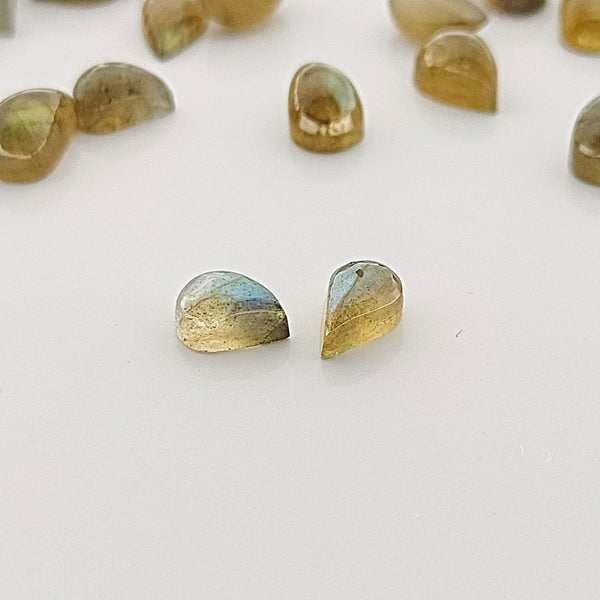 Labradorite 6x4mm Pear Cut Gemstone Cabochon Pair