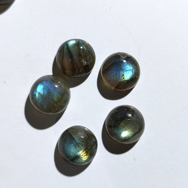 Labradorite 10mm Round Gemstone Cabochon x 5