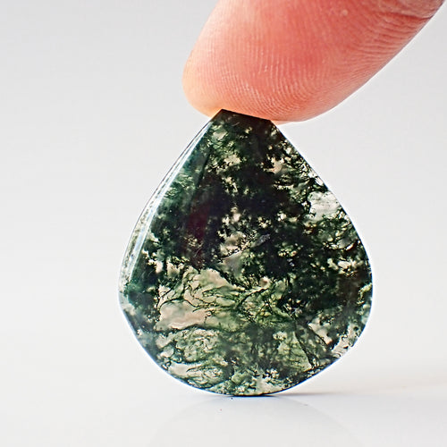 Natural Moss Agate 27×31mm Pear Cabochon (31.85 ct) | MAG0079