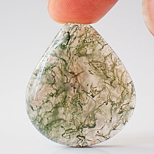 Natural Moss Agate 31×27mm Pear Cabochon (39.10 ct) | MAG0085