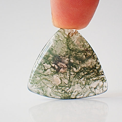 Natural Moss Agate 26mm Triangular Cabochon (23.25 ct) | MAG0087