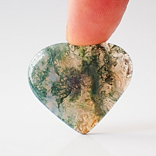 Natural Moss Agate 32×27mm Heart Cabochon (41.45 ct) | MAG0088