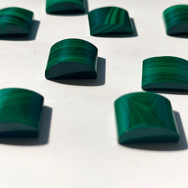 Malachite 10mm Square Semi-Cylindrical Gemstone