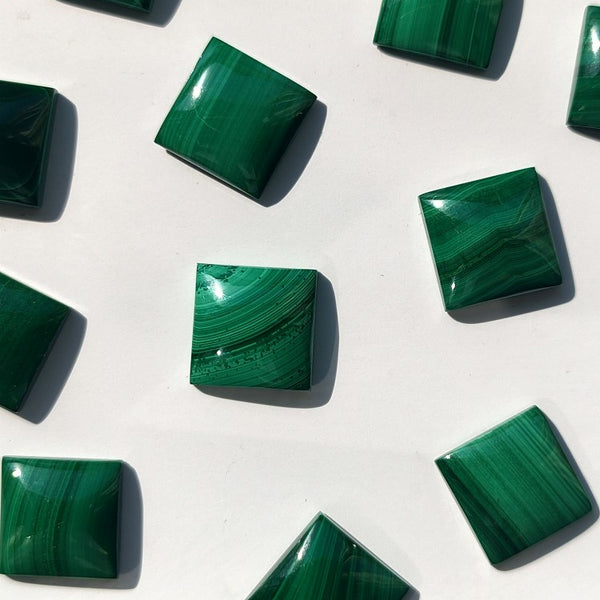 Malachite 10mm Square Gemstone Cabochon