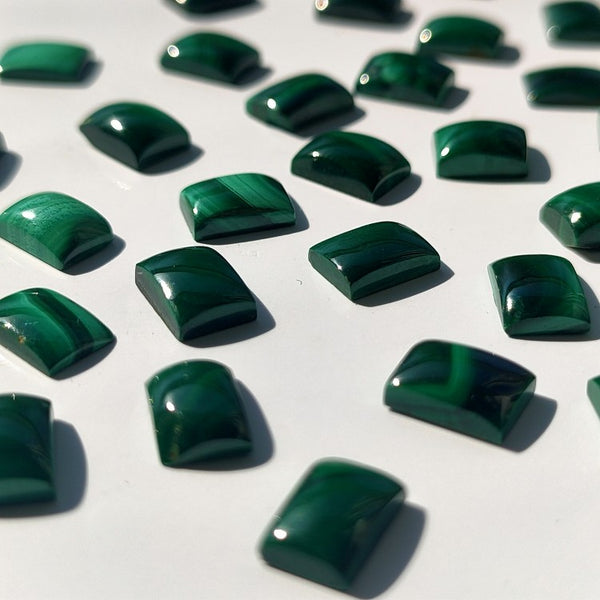 Malachite 7x5mm Rectangular Gemstone Cabochon Pair