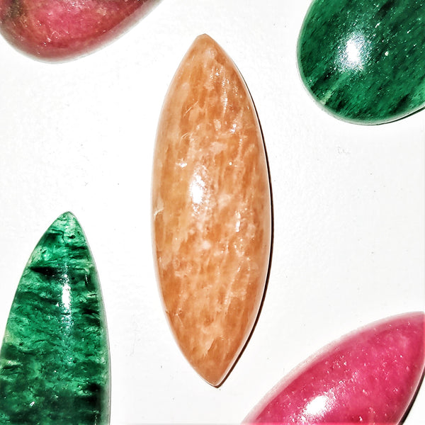 Red Amazonite 30x10mm Marquise Cut Cabochon