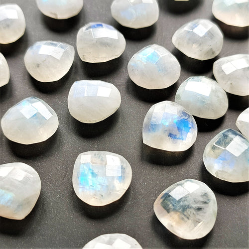 Rainbow Moonstone 12x12mm Double Rose Cut Pear Gemstone