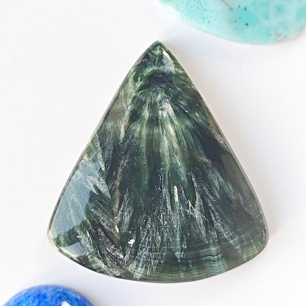 Seraphinite 40x36mm Pear Cut Cabochon