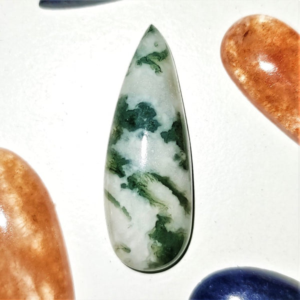 Tree Agate 30x10mm Pear Cut Cabochon