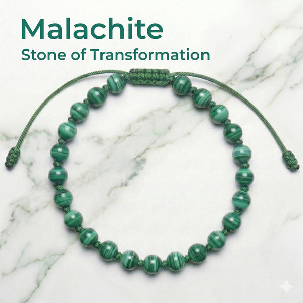 Malachite Hand-Knotted Bracelet | The Stone of Transformation